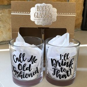 Rocks Glasses Set of 2 Old Fashion/I’ll drink to NEW Pair Whiskey Shot Glass